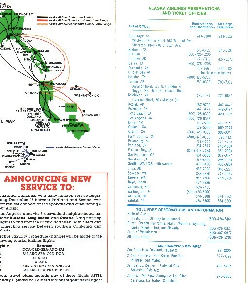 Alaska Airlines timetable 1983/12/15