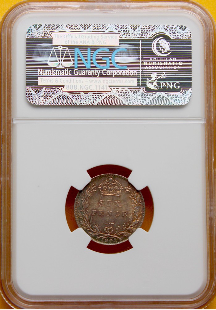 Great Britain 1901 Six Pence NGC Graded MS 65