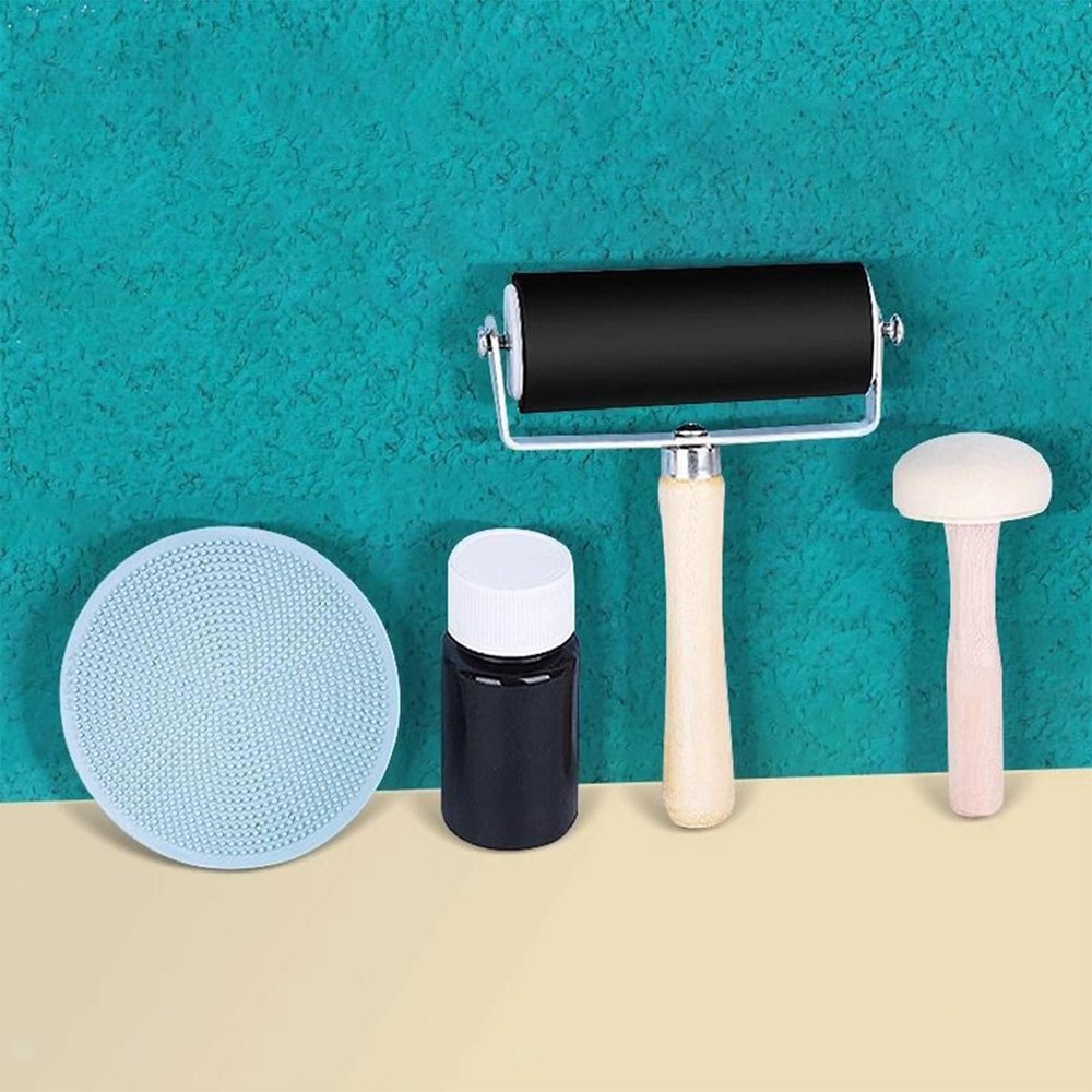 Brayer Roller Craft Roller with Wooden Handle Hard Rubber Professional