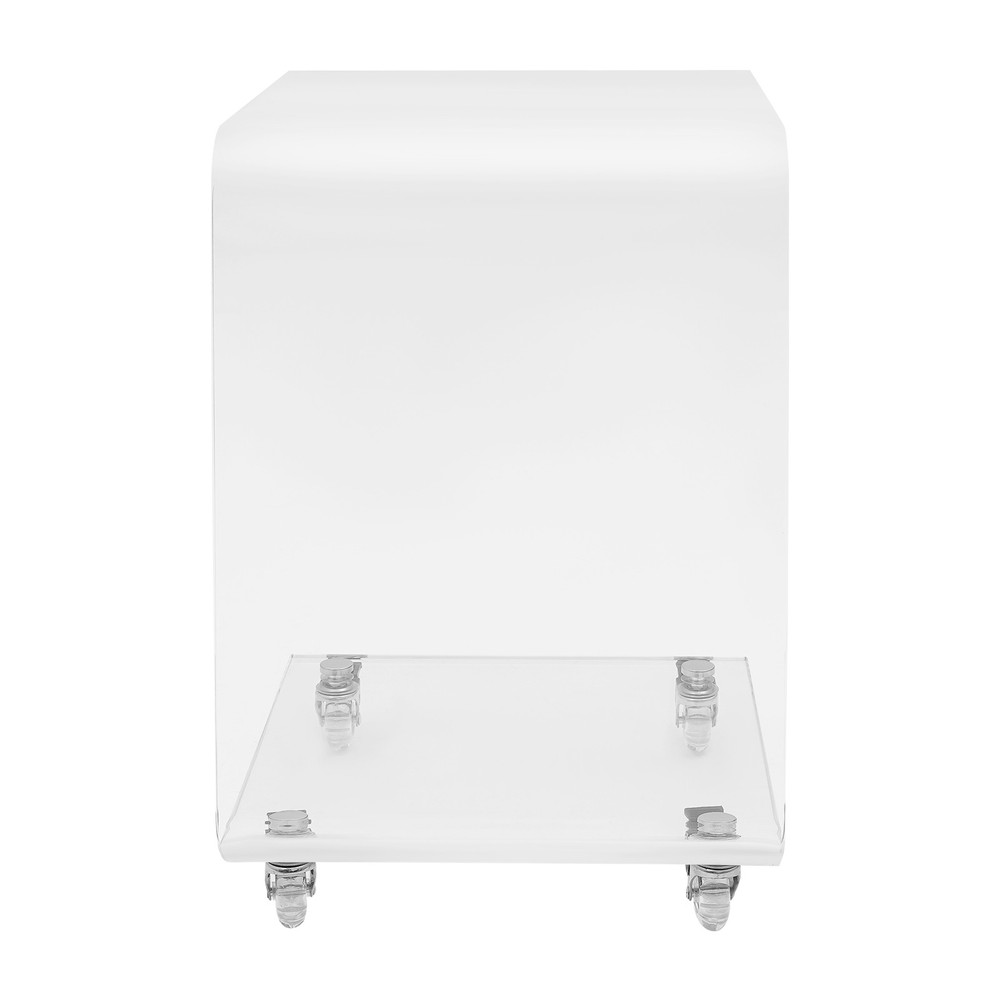 35*35*56cm C-Shaped Side Table, Acrylic End Table, Couch Side Table With Wheels