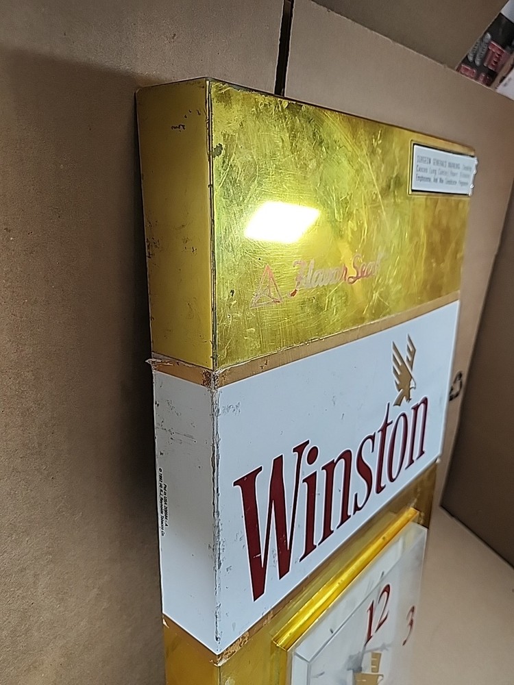 Vintage Winston Cigarettes Advertising Clock Plastic