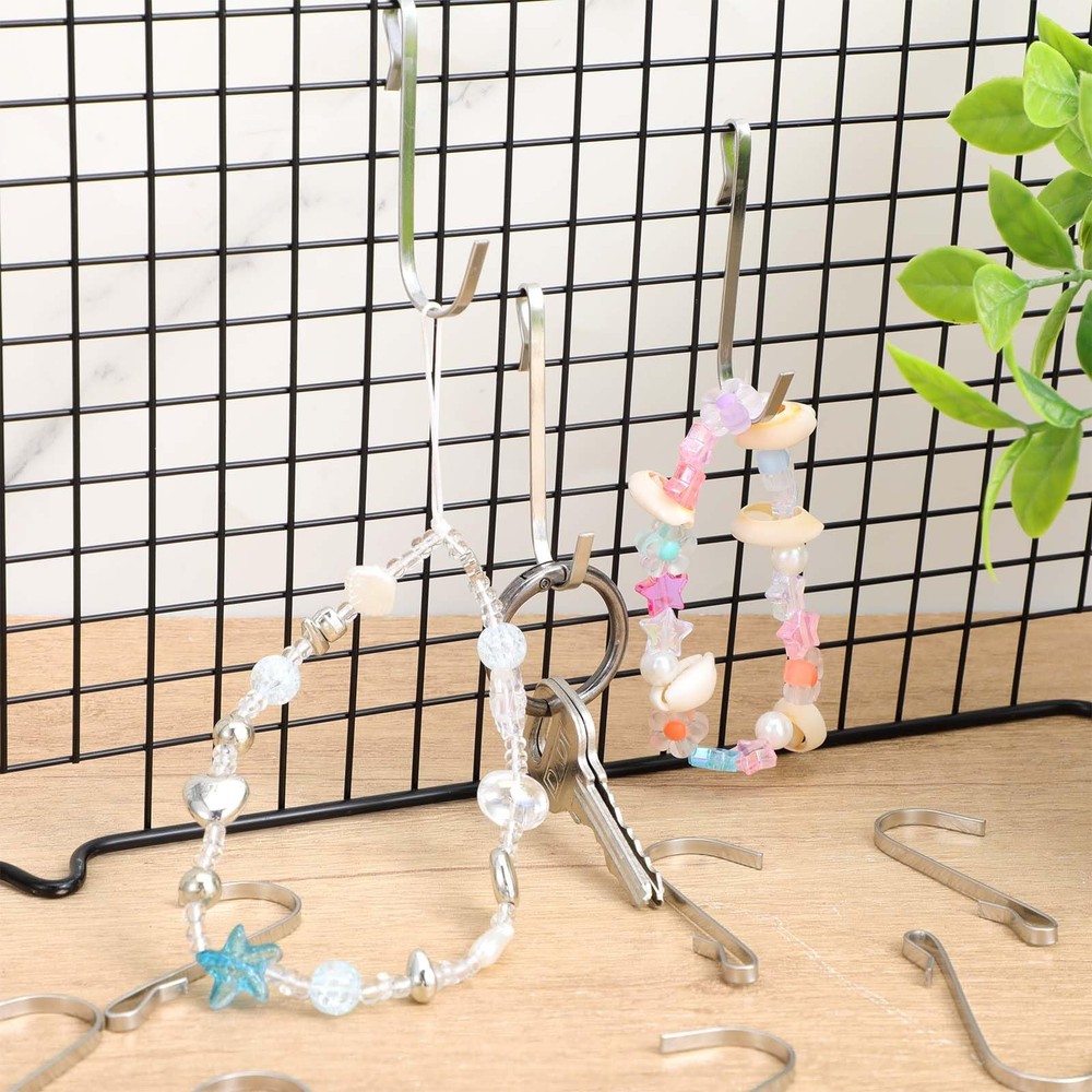 Ouligay 20 Pcs Shelf Hooks Grid Wall for Wire Shelving Silver
