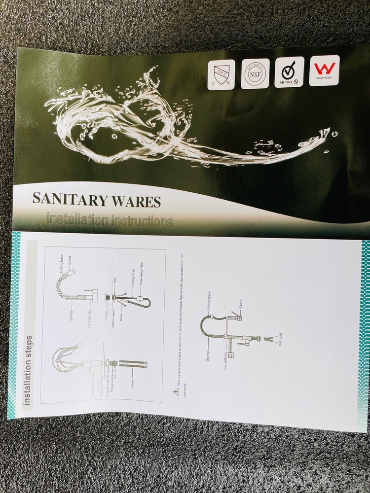 🔥 Sanitary Wares • Single Hole Pull Down Kitchen Faucet Spray • Chrome Silver