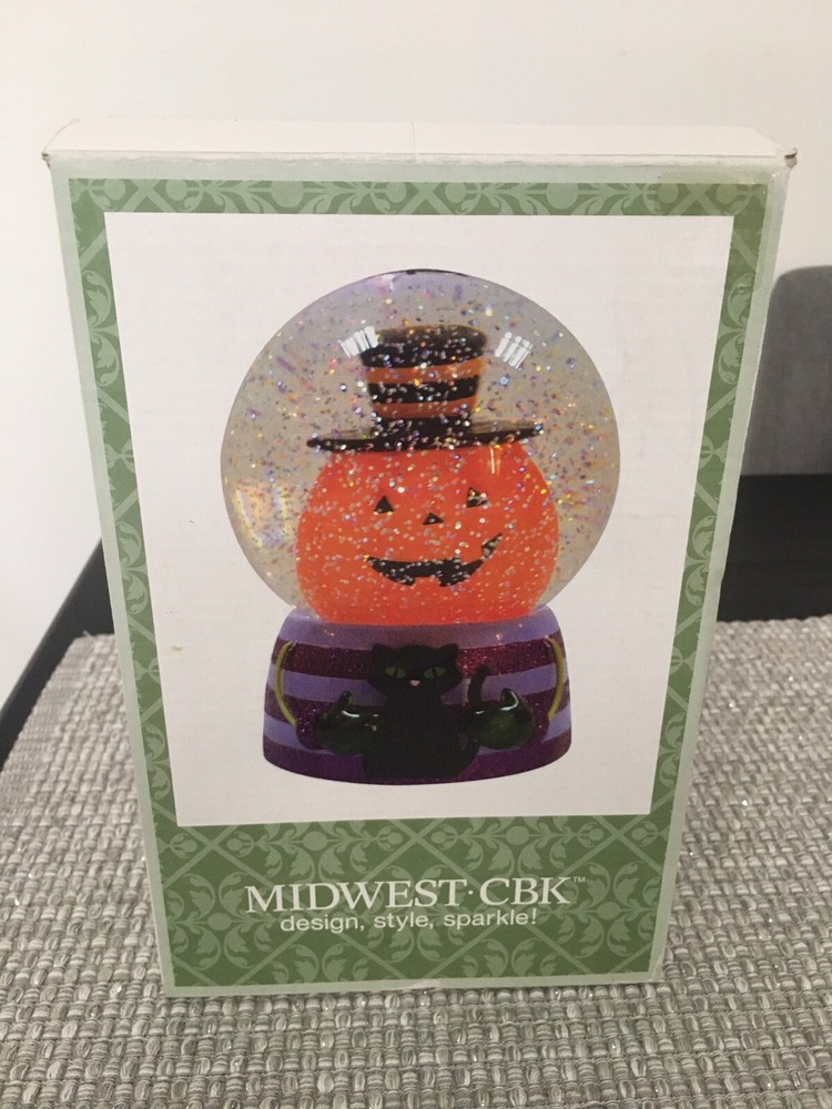 Pumpkin Water Globe Changes Colors & Movement Midwest CBK 7" NEW