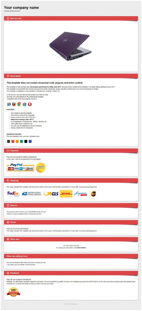 eBay Listing HTML Template (New Responsive Design 2021)