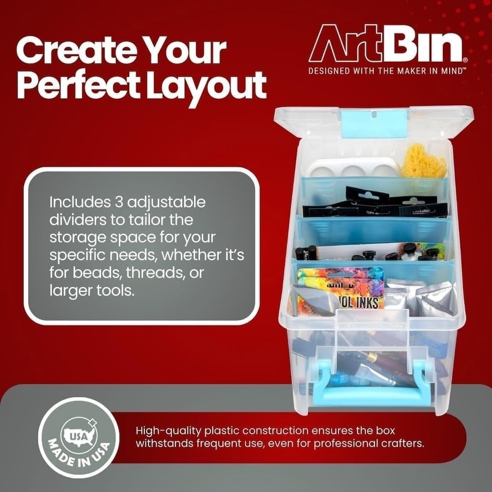 Stackable Waterproof Craft Organizer with Handle and Customizable Compartments