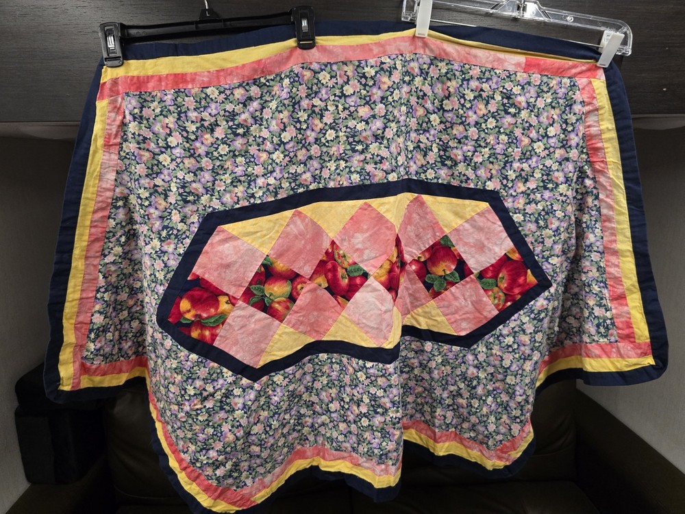Handmade patchwork quilted table Covering colorful floral and fruit pattern