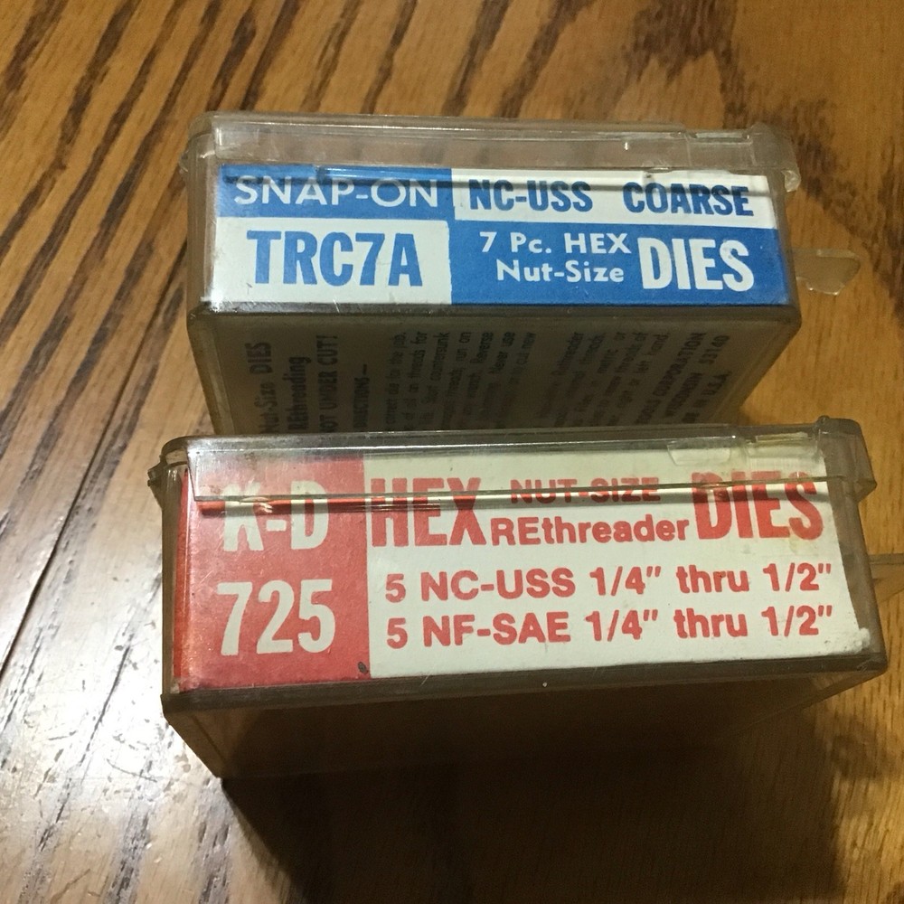 Snap On & K-D Hex Nut Rethreader Dies Threading Two Sets (2)