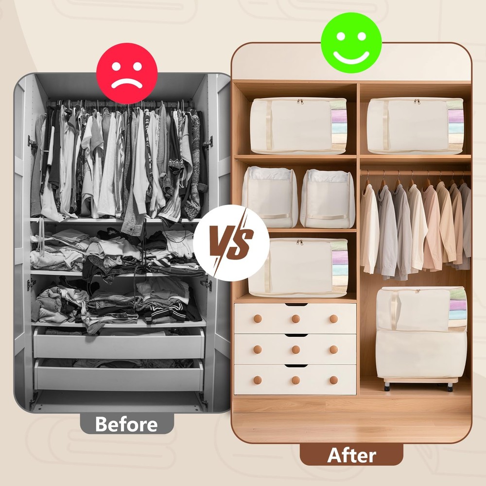 Compression Storage Bags for Down Comforters, Foldable Reusable Organizer for...