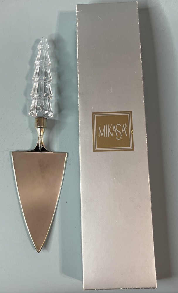 Mikasa Cake Server Made In Austria Clear Crystal Christmas Tree Motif Handle EUC