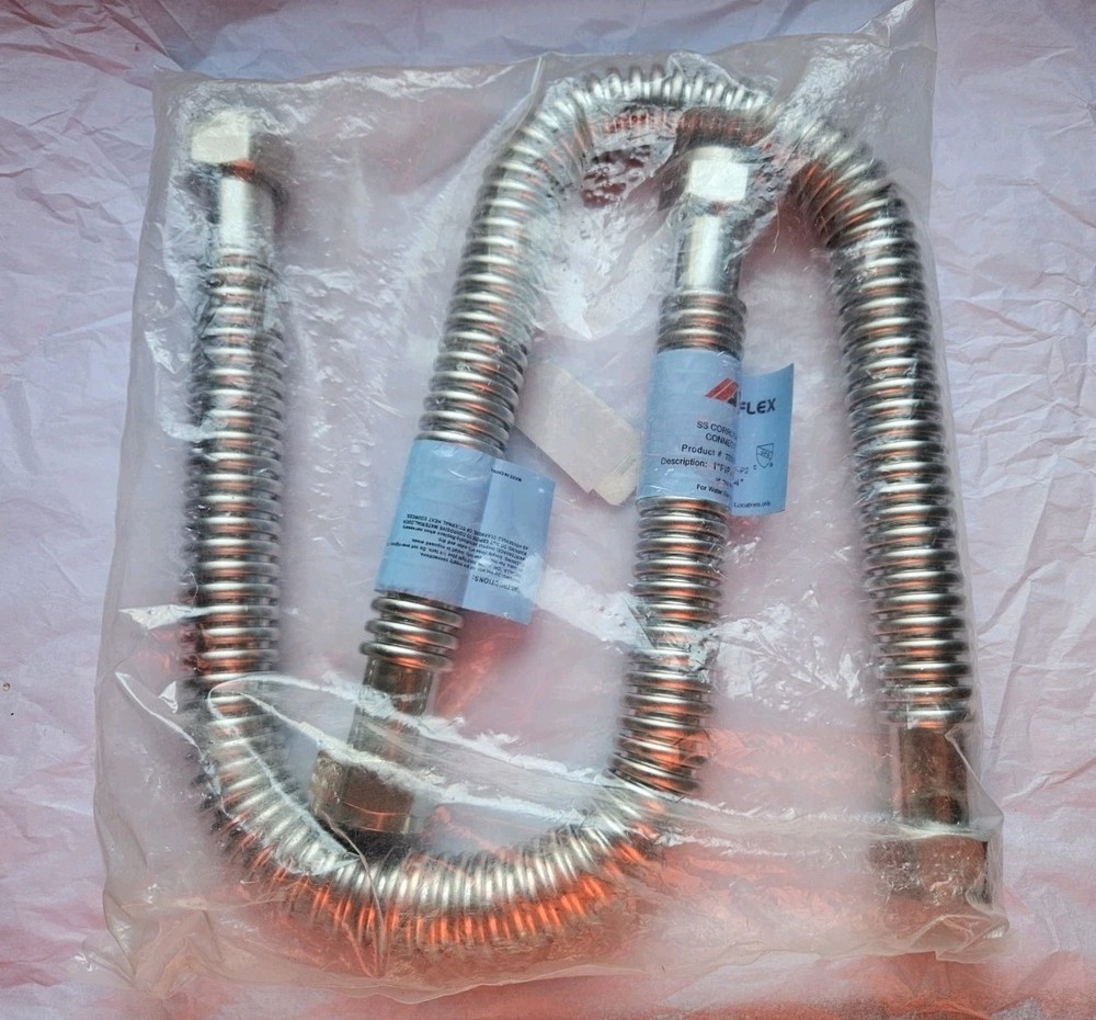 2 PK 24" X 1" -TT Flex SS Corrugated Connector Water Heater Connector Steel Hose