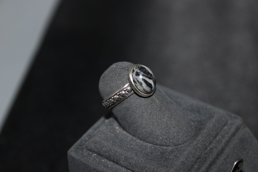 White Buffalo And Sterling Silver Ring Size 6.5