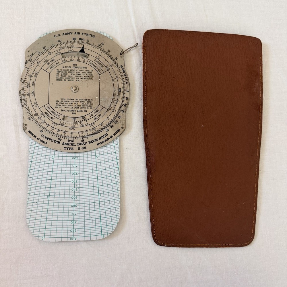 Vintage U.S. Army Air Forces E-6B Flight Computer Dead Reckoning w/Case
