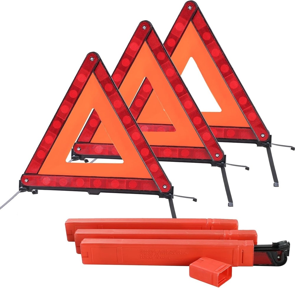 Reflective Safety Triangle Kit | Emergency s with Storage Case Roadside Refle...