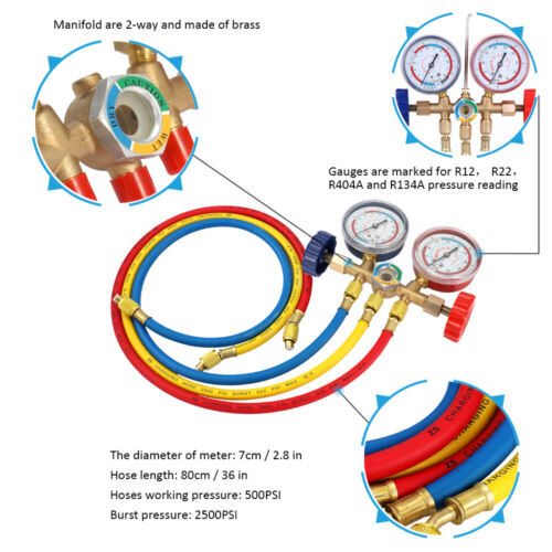 AC Diagnostic Manifold Gauge Set Charging Hose