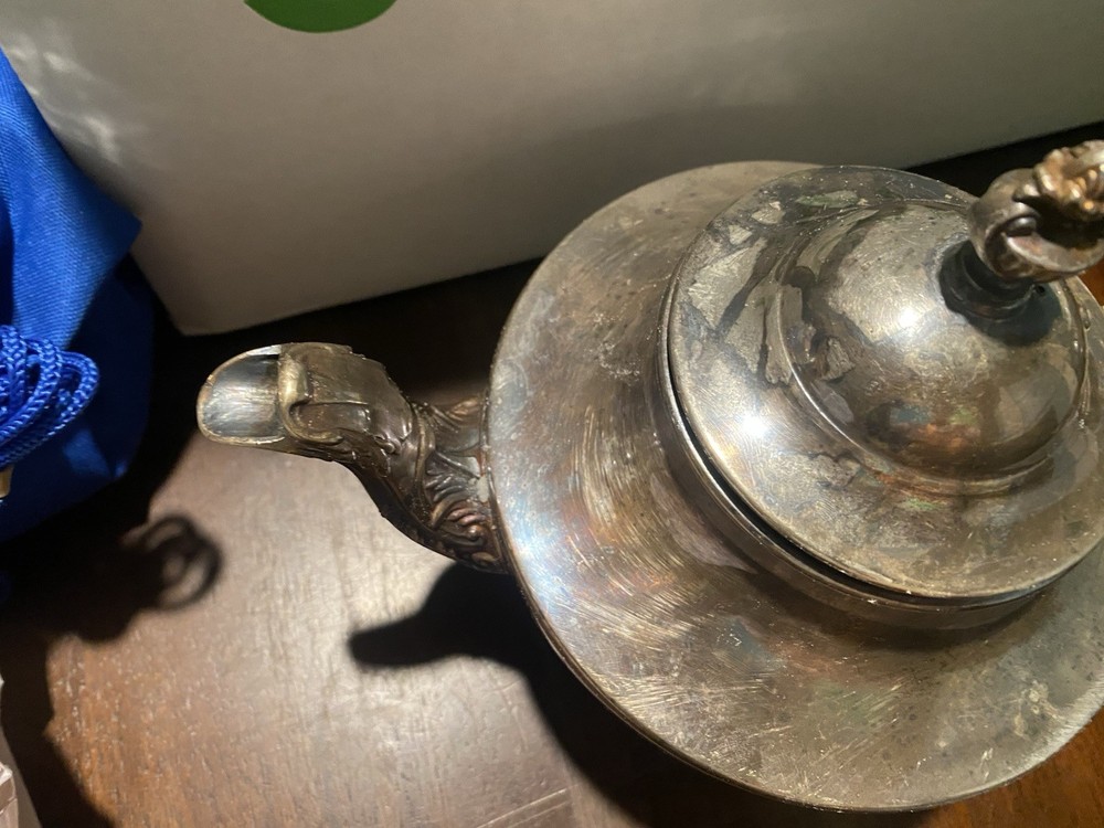 Vintage Poole Silver Silverplate On Copper Teapot