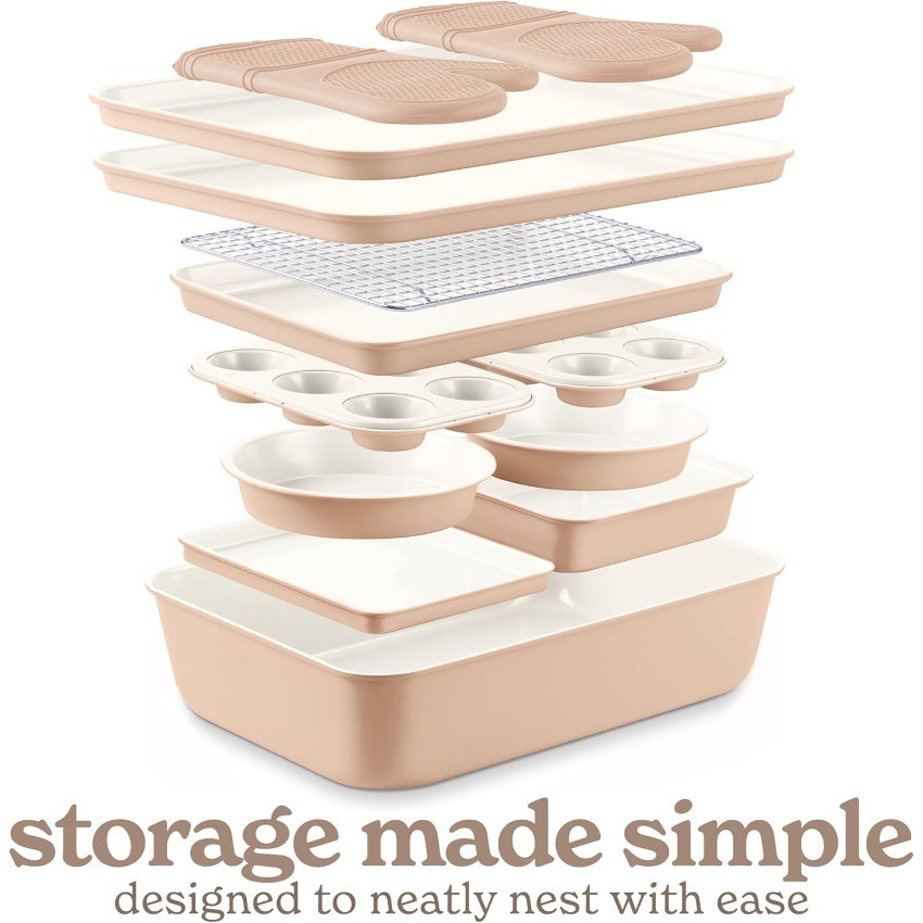Country Kitchen Nonstick Stackable Bakeware Set - Deluxe Heavy Duty