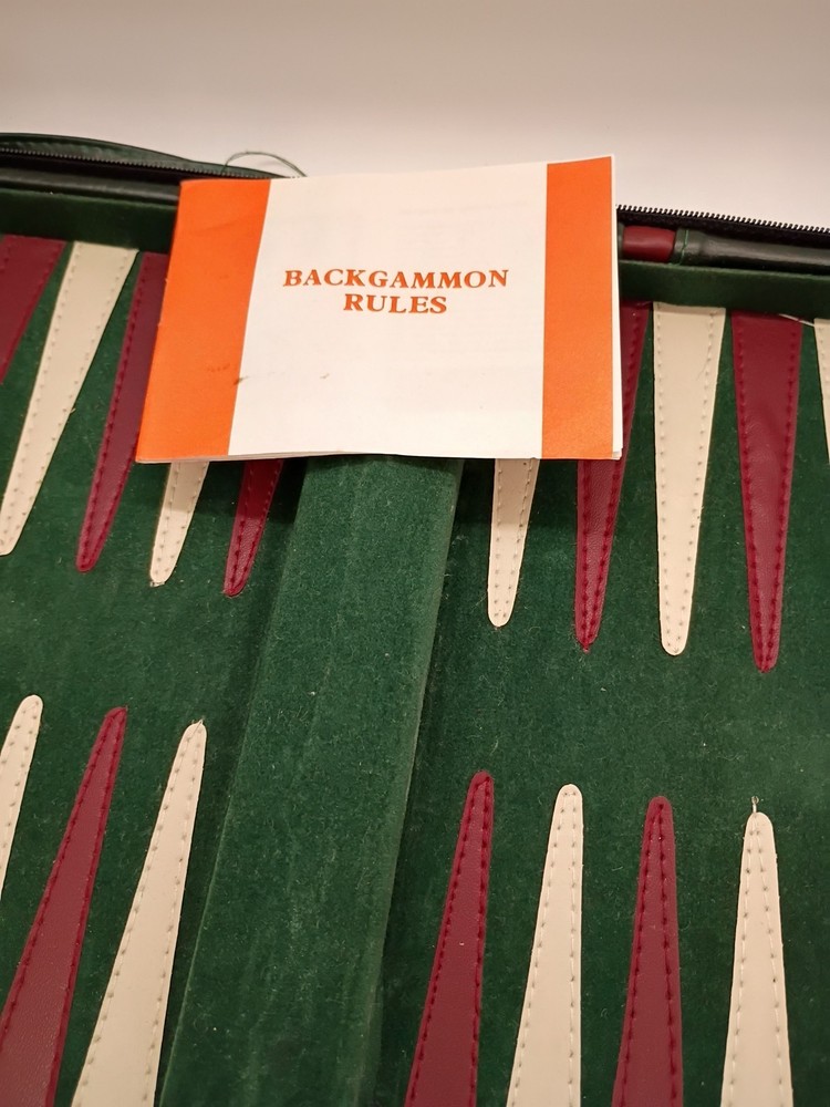Vtg Travel Backgammon Game In Zippered Case Pre-owned
