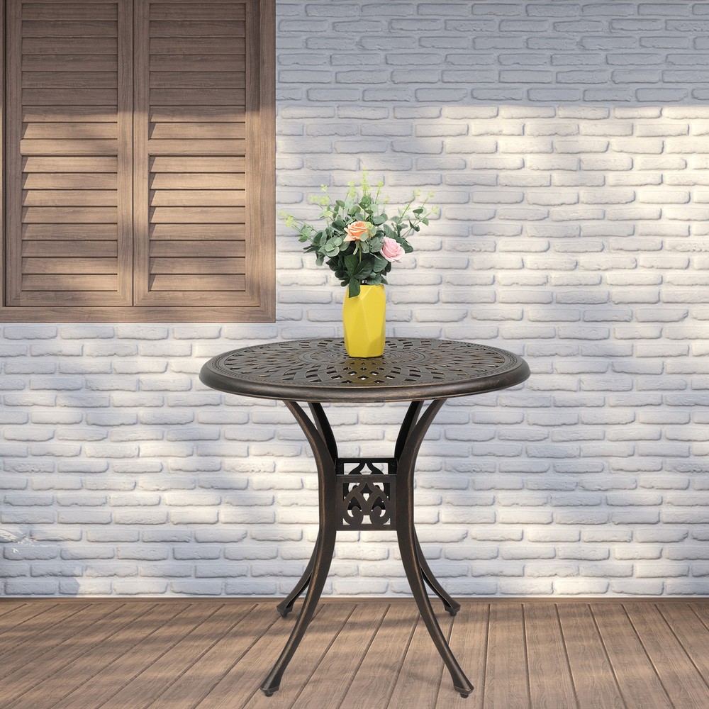 78cm Bronze Cast Aluminum Courtyard Table, Circular Diamond Top