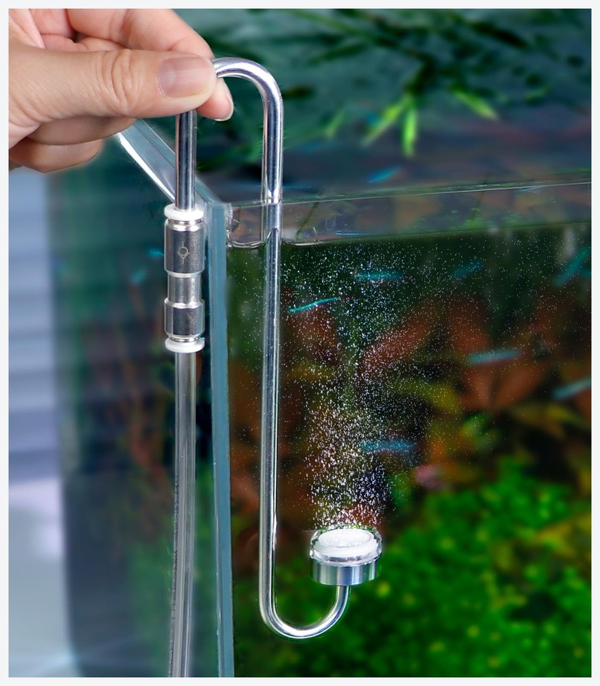 Stainless Steel CO2 Diffuser Atomizer with Check Valve for Rimless Aquariums