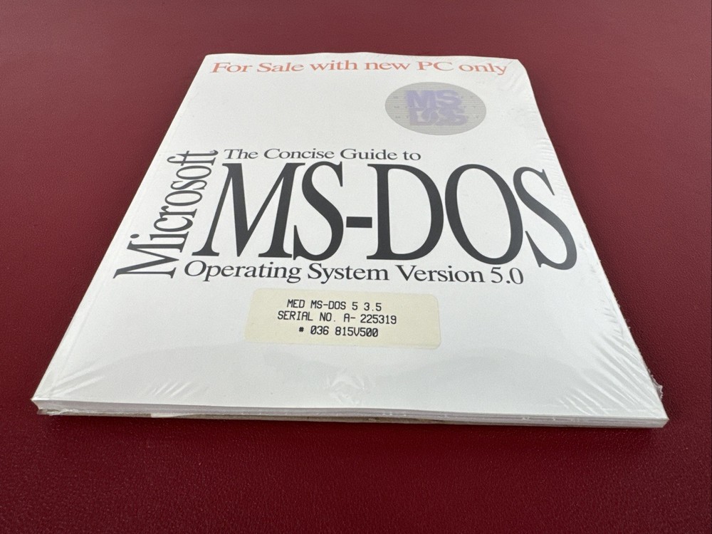 Microsoft Concise Guide to MS-DOS Operating System 5.0 With DISKS, NEW Sealed