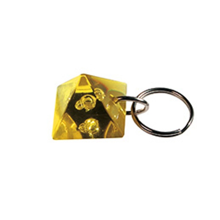 YELLOW PYRAMID Shaped Plastic Keychain Gadget Clear