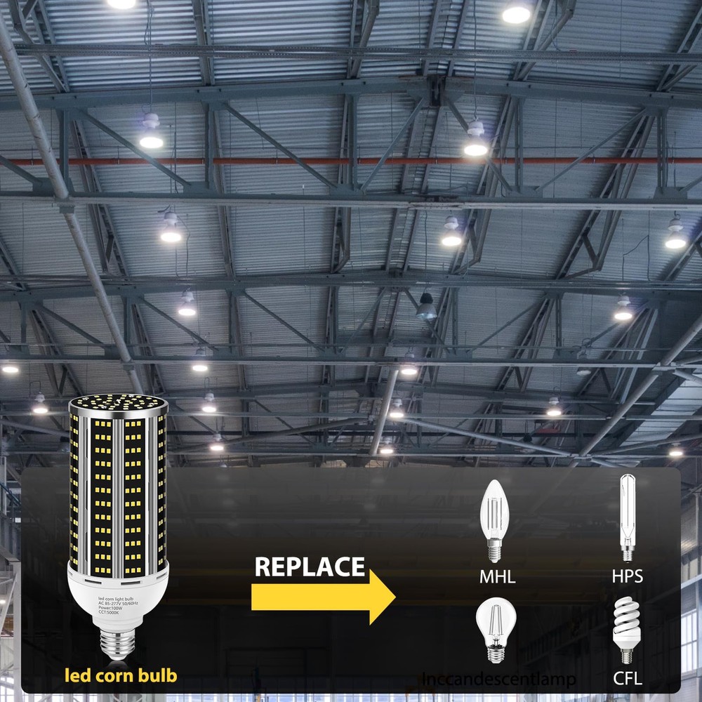 100W 2 pack LED Corn Light Bulb,(1000W Equivalent )Commercial Grade DayLight ...
