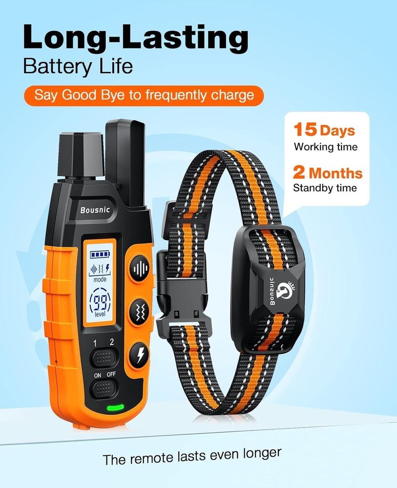 Waterproof Dog Training Collar - Safe Shock, Vibration, and Beep Modes