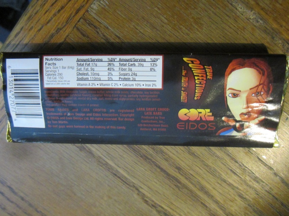 LARA CROFT TOMB RAIDER LIMITED EDITION CHOC. CANDY BARS WRAPPERS X 4 -CORE EIDOS