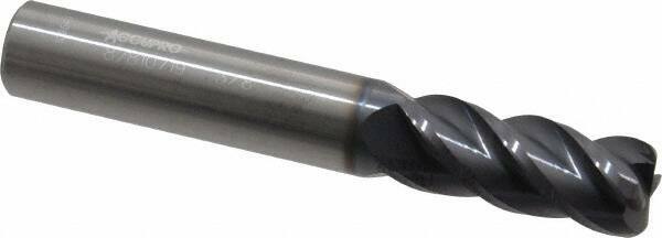 Accupro 3/8" Diam 4 Flute Single End Solid Carbide 0.06" Corner Radius End Mi...