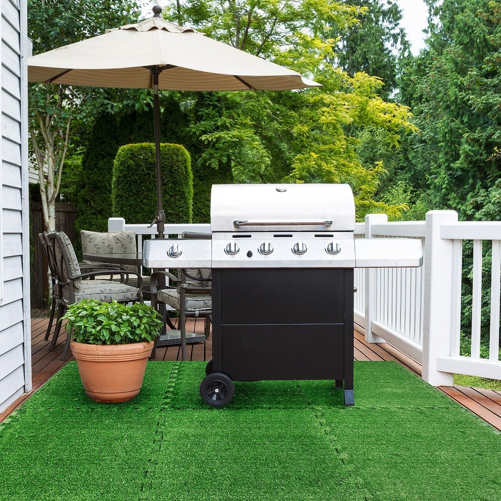 Sorbus Grass Mat - 96 Sq Ft Interlocking Artificial Turf Deck Carpet Flooring