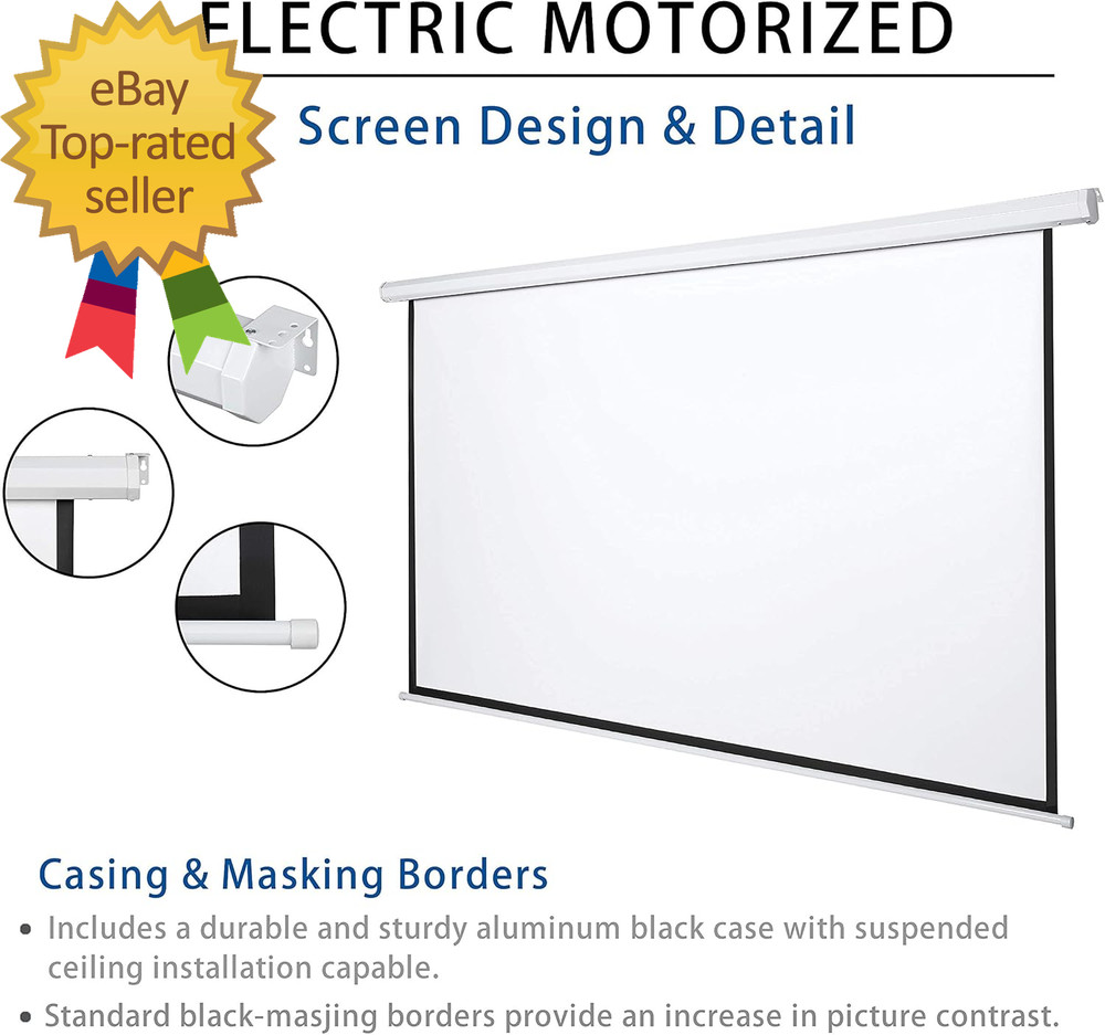 120" Motorized Projector Screen Electric Diagonal Automatic Projection 4:3 HD Mo
