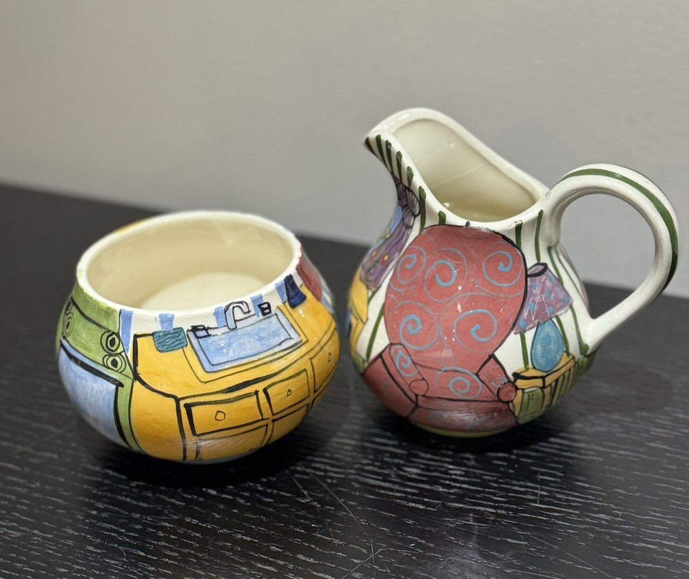 Keyes 2 Piece Sugar & Creamer Set Colorful Fun