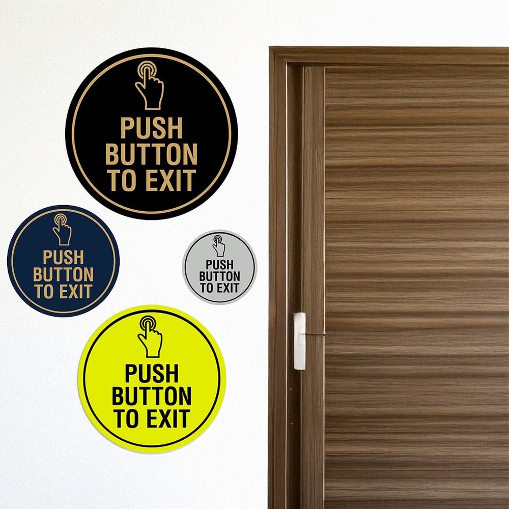 Circle Push Button To Exit Sign Black Small Door Access Control Switch Part