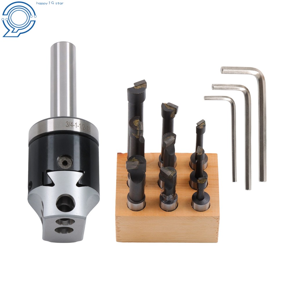 Complete Boring Kit 2" Head 3/4 Shank 9 Pack 1/2" C6 Boring Tool Set