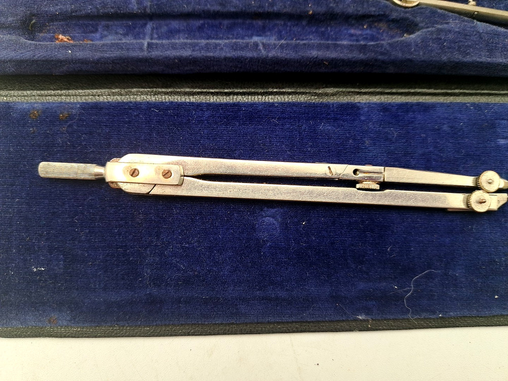 Charvos Drafting Set Engineering Mechanical Tools & Case 7 Piece Vintage READ