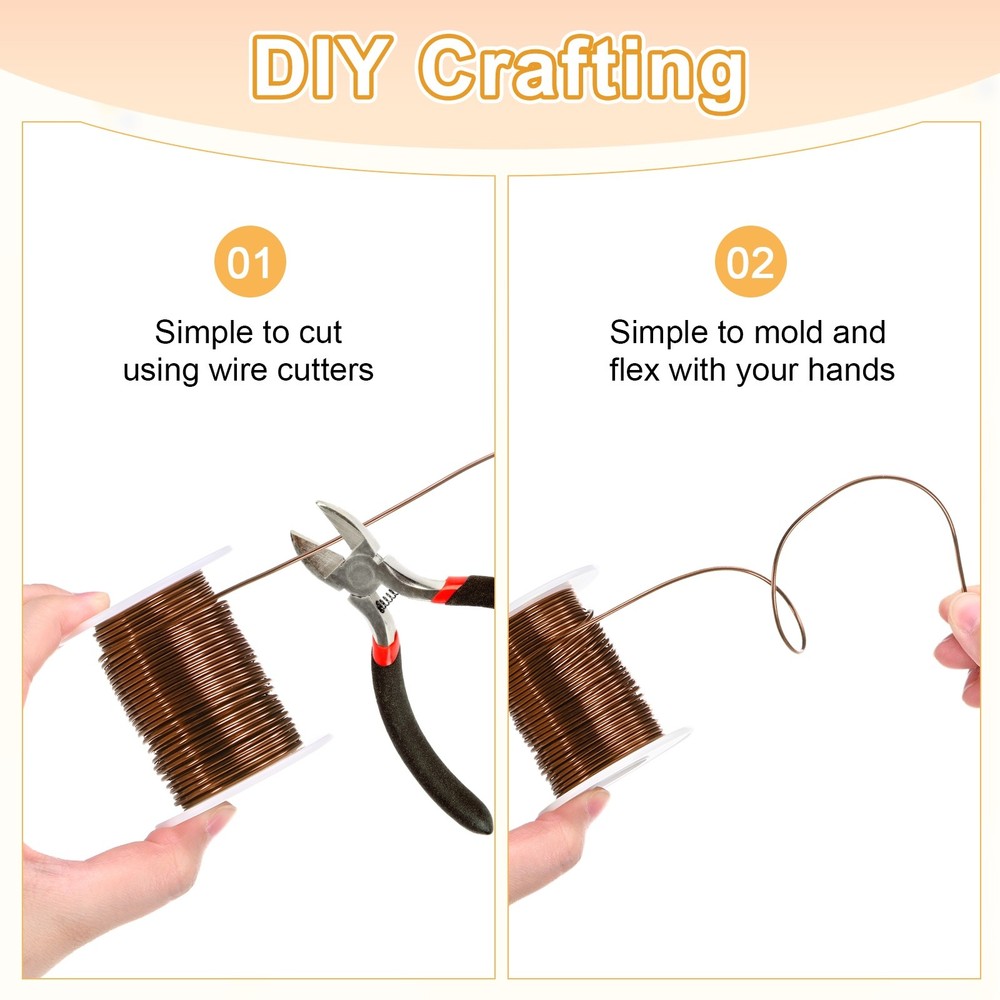 1-Pack Bonsai Training Wire, 2.5mm x 33ft Anodized Aluminum Wire [Copper]