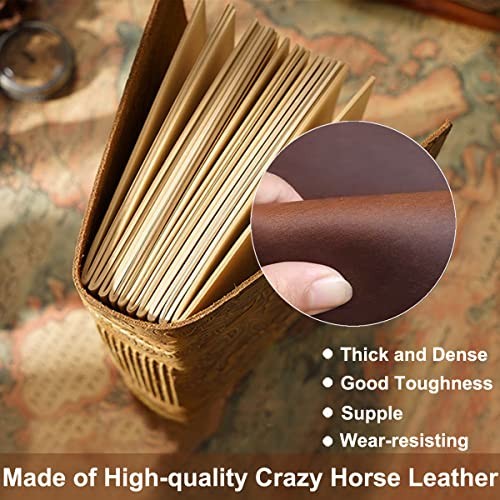 Leather Journal Notebook, 200 Sheets(400Pages) Kraft Brown Embossed leather
