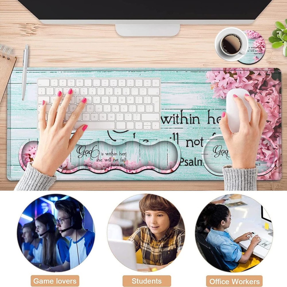 Mouse Pad Set, Large Gaming Mouse Pad + Keyboard Wrist Rest Support + Mouse W...
