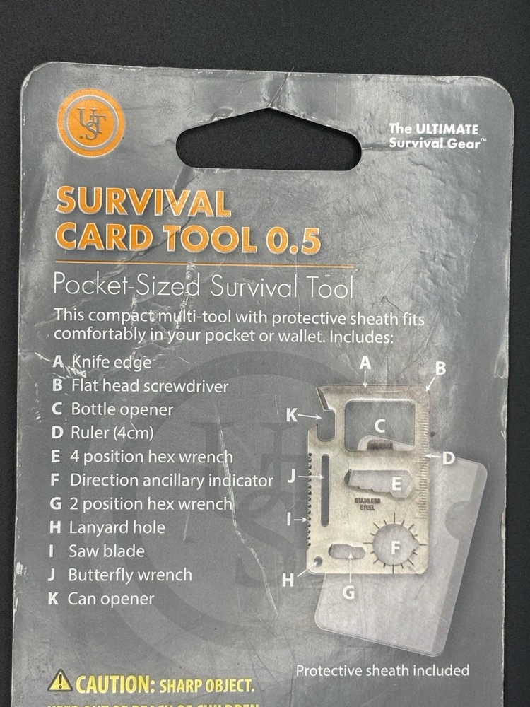 UST Pocket Sized Survival Card Tool - Multi-Tool - 11 tools