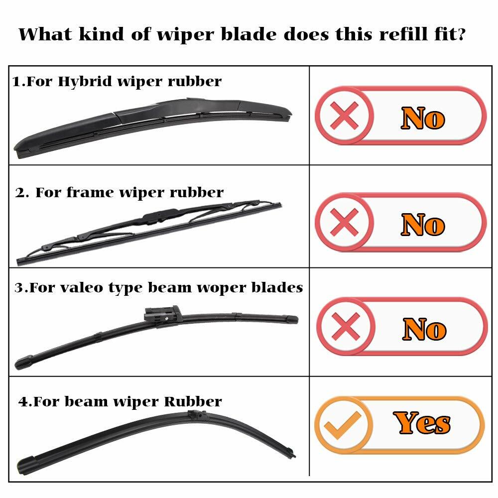 Auto Windshield Wiper Blade Refill Frame Less 2 PCs 22"& 28" 6 mm Replace Rubber
