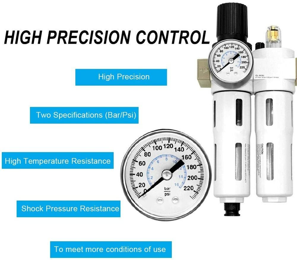3/8"NPT Compressed Air Filter Regulator Lubricator Combo Air Tool Compressor