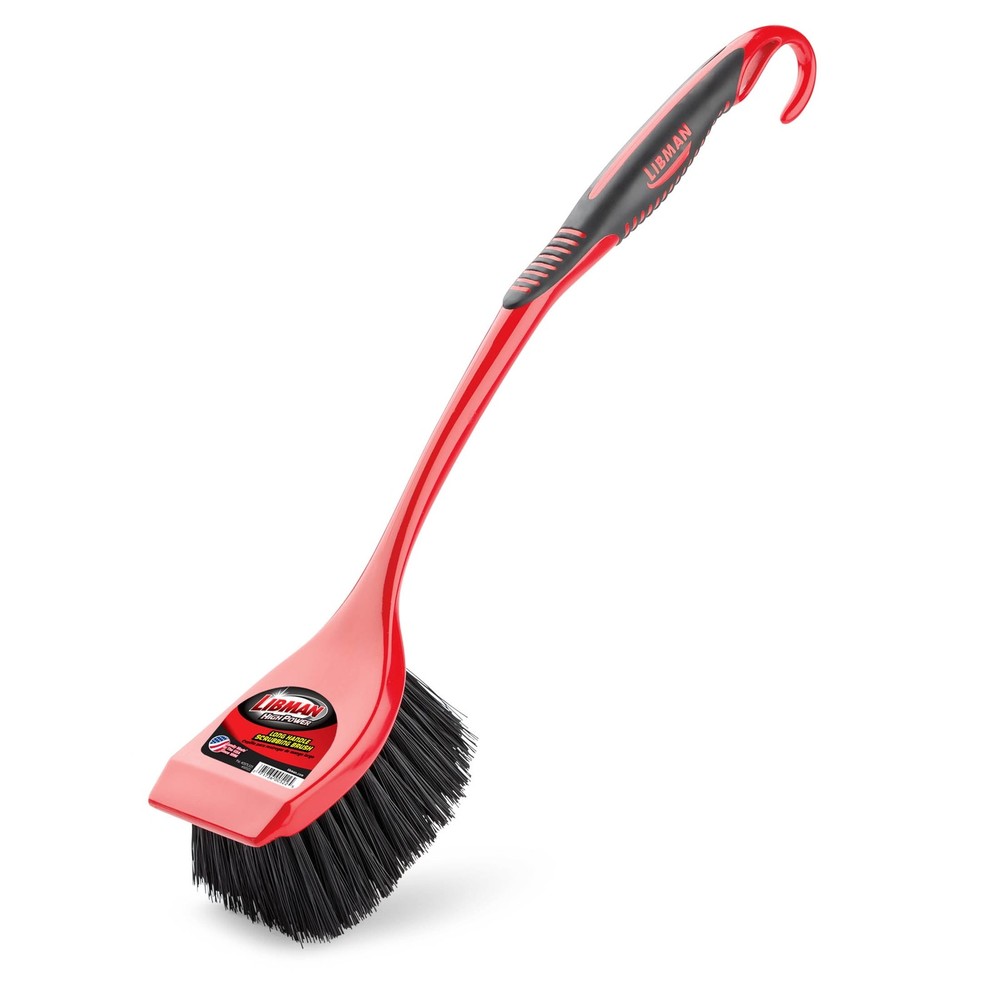 Libman High Power Scrub Brush Red & Black Long 3.75" Width