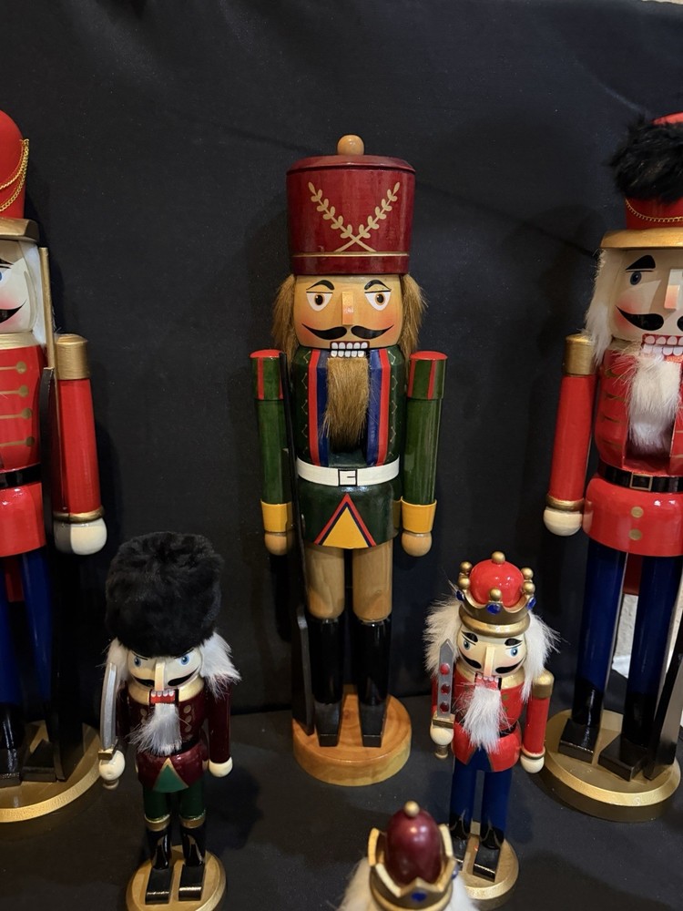 Lot Wood Nutcracker Christmas Decor Set Large Medium Small Holiday Display