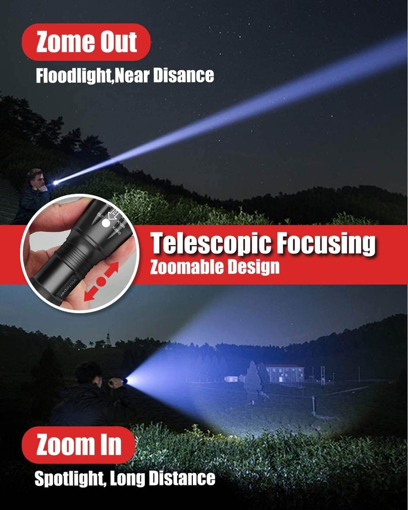 Victoper LED Flashlight 2 Pack, Bright Tactical Torch High 2 PACK, Black