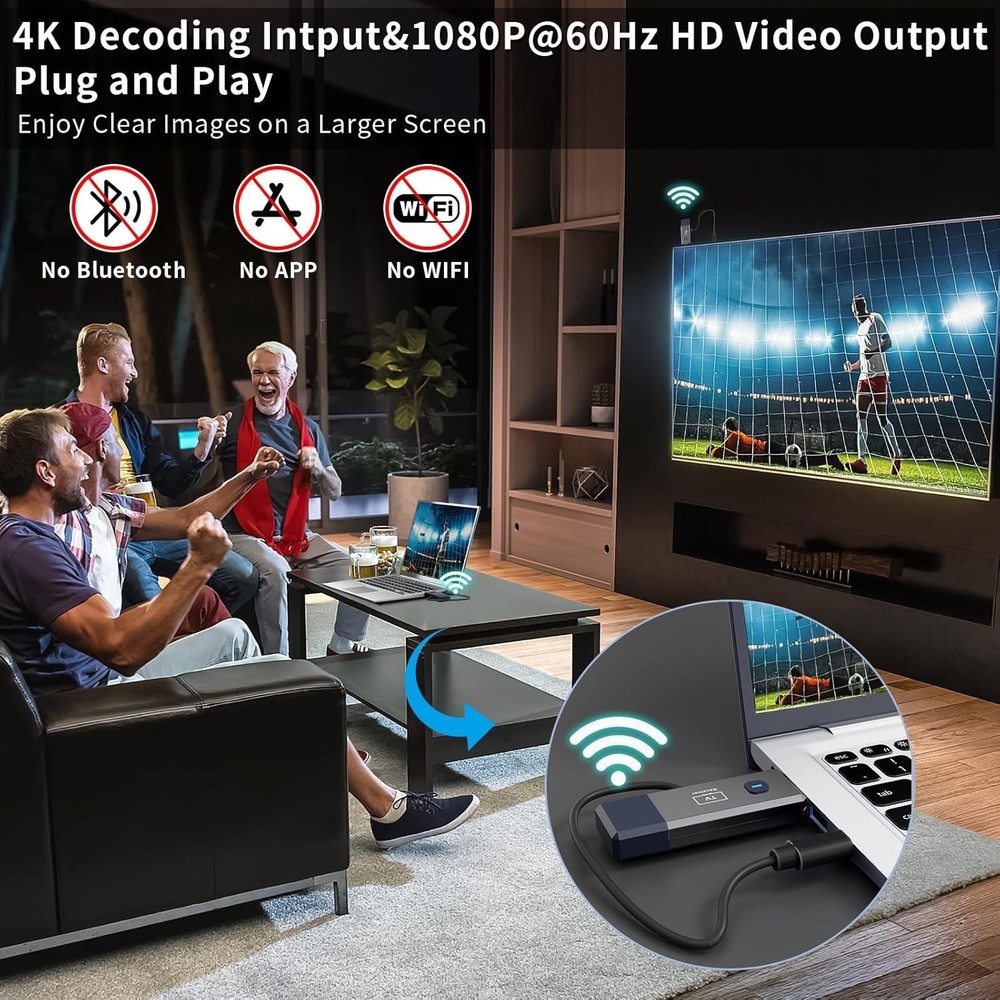 Wireless HDMI Transmitter and Receiver 328Ft/100M Extender 4K Decode Input 1080P
