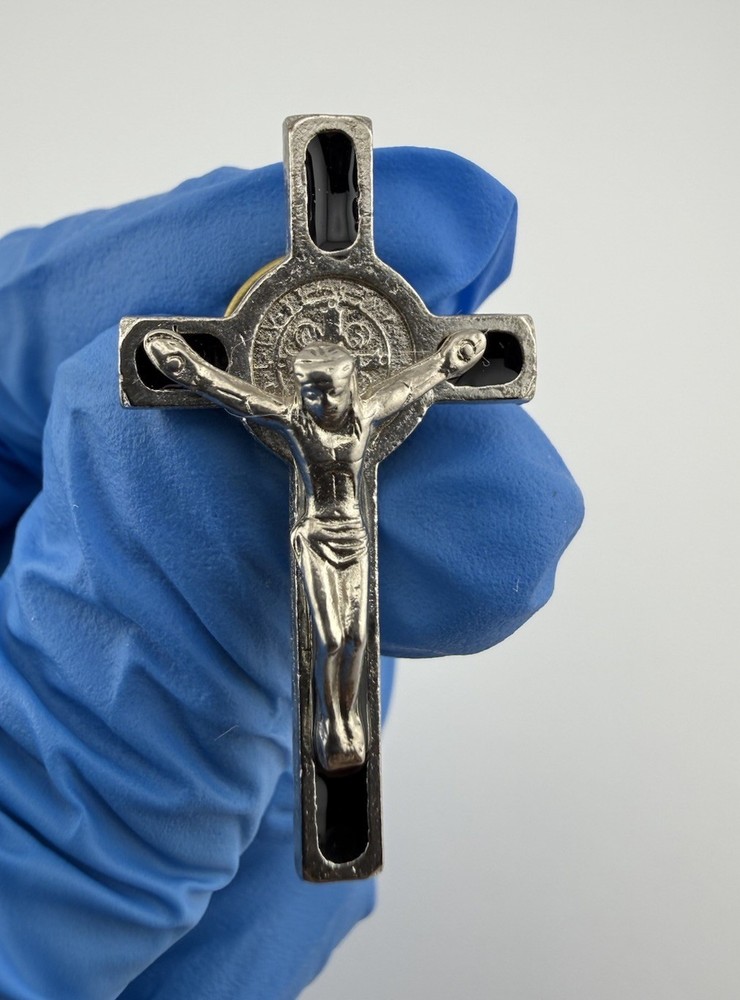 Saint Benedict? Crucifix Silver Tone Religious Lapel Pin