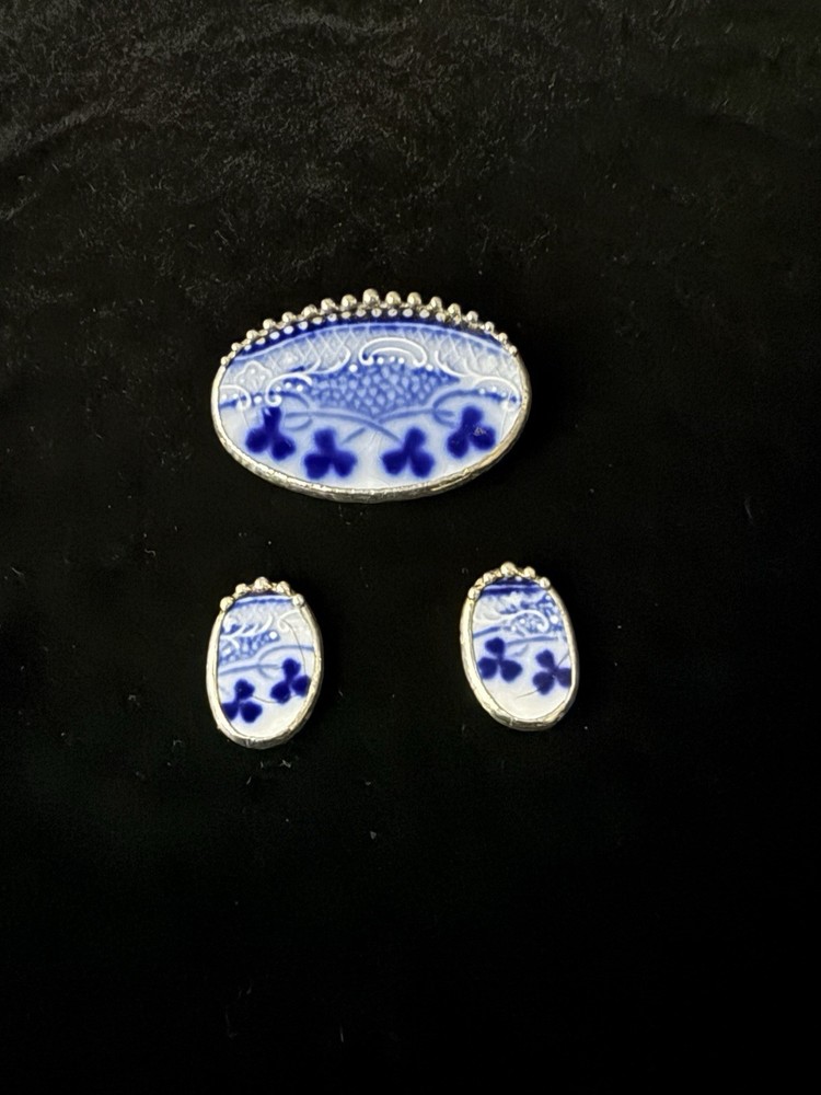 Flow Blue Pin / Pendant & Earrings
