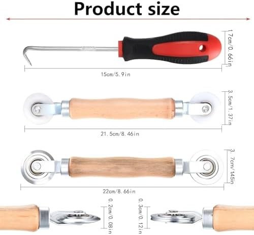 Window Screen Repair Tool Set with Roller Hooks