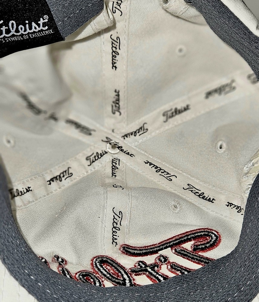 Titleist Mens White Adjustable Cap With Chevron Phillips On Side.
